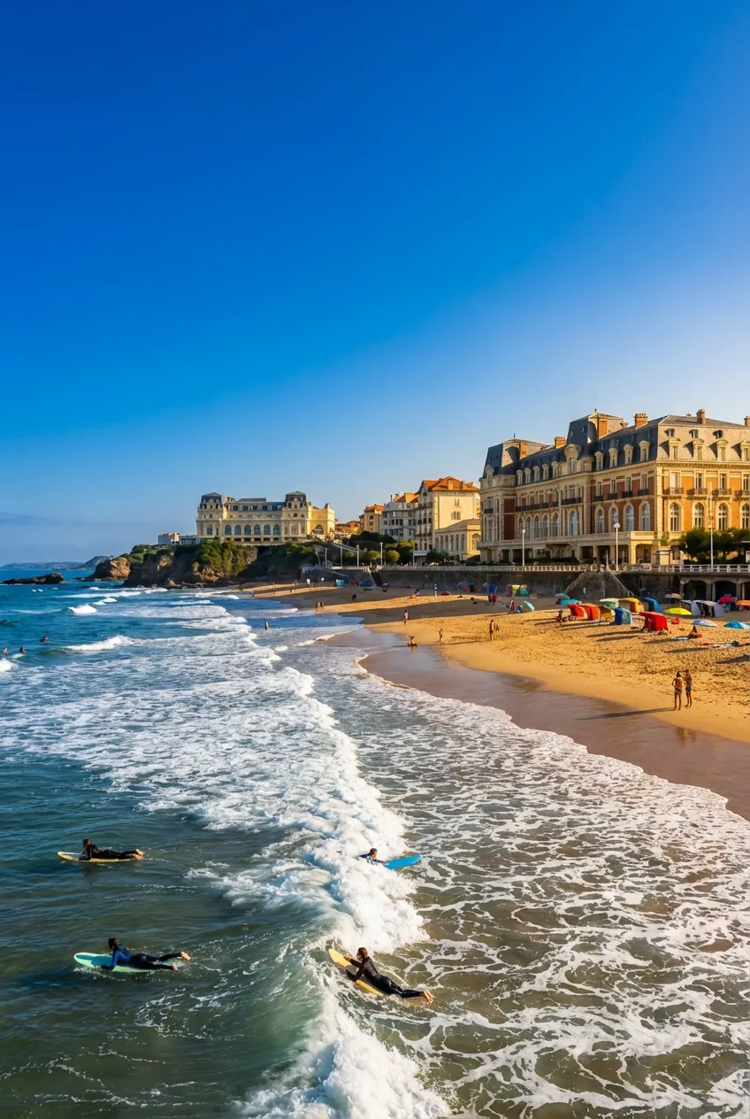 Biarritz, la Grande Plage et ses vagues atlantiques